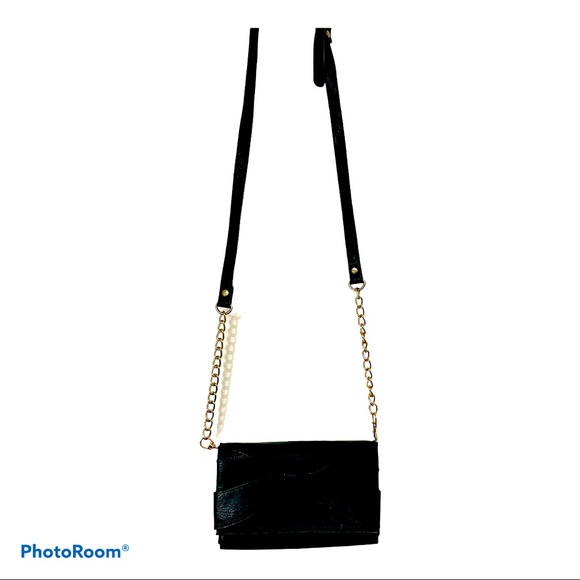 NWT NEIMAN MARCUS Black and Gold Crossbody w/ Bow - Picture 2 of 13